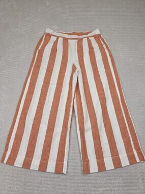 Beach Lunch Lounge Pants Womens Small Wide Leg Cropped Linen Blend